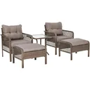 Rattan garden furniture 5-piece set bench with stool table steel