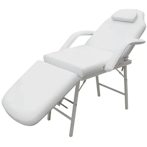 "Portable facial treatment chair 185x78x76 cm white imitation leather image"