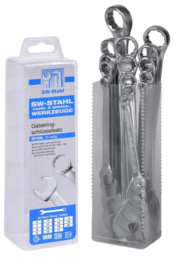 "Combination wrench set, straight, 15 pieces image"