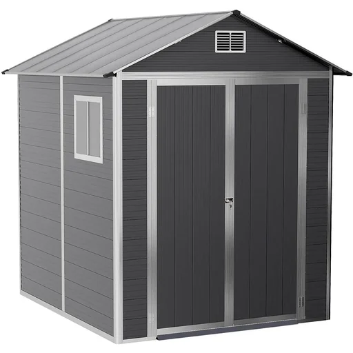 "Garden shed with window and lock - Grey 186 x 183.5 x 218 cm image"