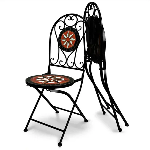 "2x folding mosaic chairs Pamplona with metal frame image"
