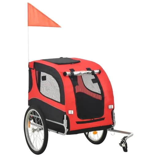 "Dog bike cart red and black image"