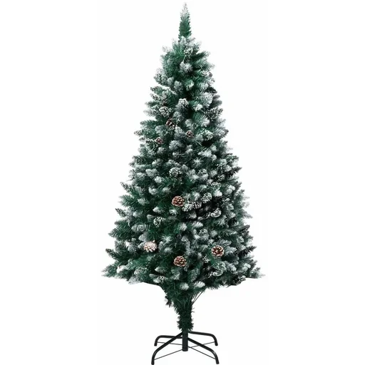"Artificial Christmas tree with pine cones and white snow 180 cm image"