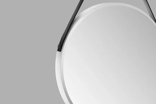 "Decorative round wall mirror in matt white Ø 50 cm - high-quality robust aluminum frame image"