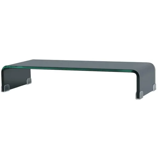 "TV cabinet/monitor riser black 60x25x11 cm glass image"