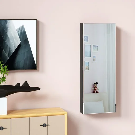 "Jewelry cabinet black 31.5x9x110cm hanging image"