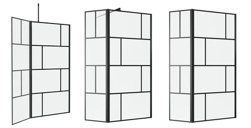"Shower screen in modern design 90+40 x 195 cm - glass shower with matt black wall profile image"