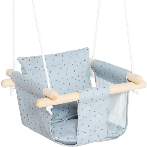 "Children's swing with safety belt, wooden frame, grey, 40 x 40 x 180 image"