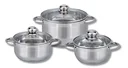 6-piece "Universal" pot set, stainless steel, induction base, liter measuring scale inside