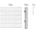 Double rod mesh fence complete set, hot-dip galvanized, height 160 cm, length 28 m