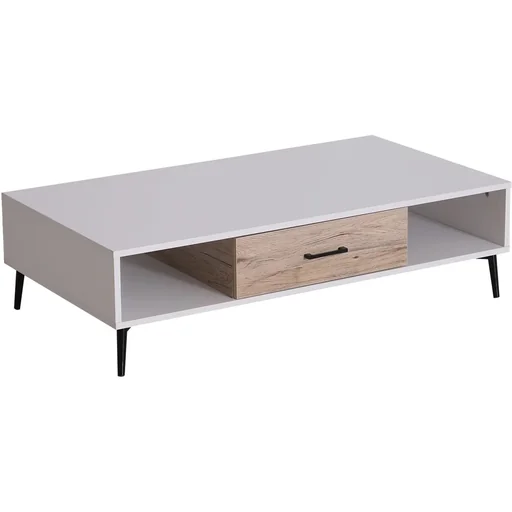 "Coffee table, side table, sofa table, TV table, coffee table, 1 x drawer, 3 x shelves, wood, 110 x 60 x 30 cm image"