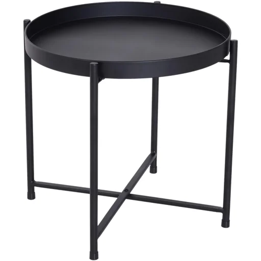 "Side table coffee table tray metal black Ø55 x H50 cm image"