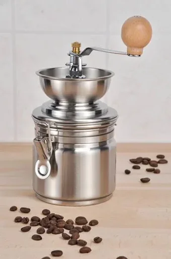 "Coffee grinder with ceramic grinder, stainless steel image"