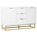 Sideboard chest of drawers modern side cabinet with cupboards and drawers gold base plenty of storage space white MDF steel 120 x 40