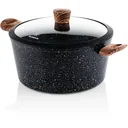 Cooking pot 28 cm black marble wood