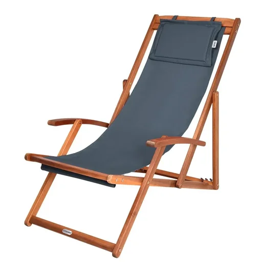 "Deckchair anthracite acacia wood image"