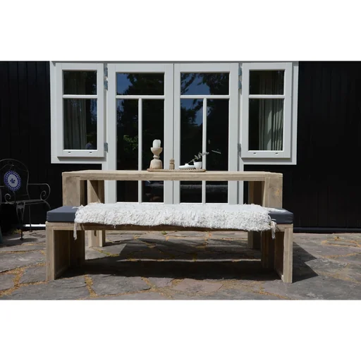 "Garden bench frame wood 220 cm including water and dirt-repellent cushion anthracite image"