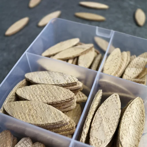 "Wooden flat dowel mini set Biscuit Wood, 100 pieces image"