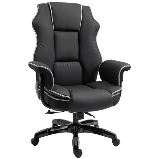 "Ergonomic office chair with armrests, height-adjustable desk chair with rocking function, swivel chair, artificial leather, Sch image"