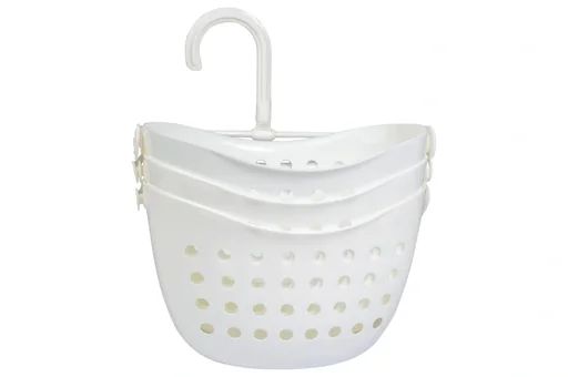 "Shower hanger, shower organizer, with 3 baskets, white image"