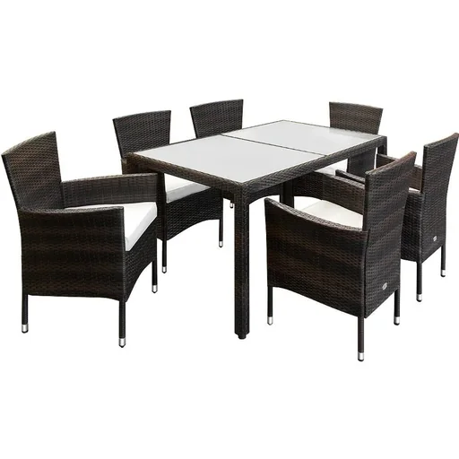 "Garden set 13-piece stackable polyrattan chair set Bali brown image"