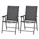 Folding chair with armrests, set of 2 camping chairs, metal, black