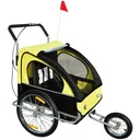 2 in 1 children's bicycle trailer bicycle trailer children's bike trailer with flag/ jogger yellow-black