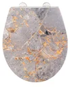 Premium toilet seat Grey Marble with relief, made of antibacterial Duroplast, with soft close