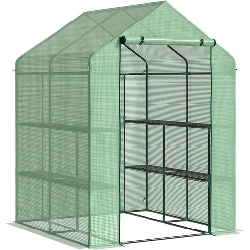 "Plastic greenhouse greenhouse with flower shelf cold frame tomato house plant house for garden, made of steel tube and image"