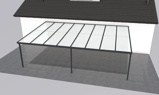 "Patio roof Premium, anthracite, 8125 x 5060 mm - Polycarbonate multi-wall sheets 16 mm, opal image"