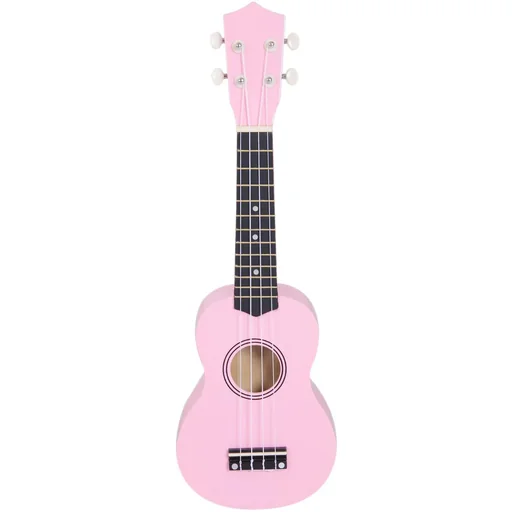 "Ukulele string instrument beginner nylon strings birch wood pink 53 x 17.5 x 6.2 cm image"