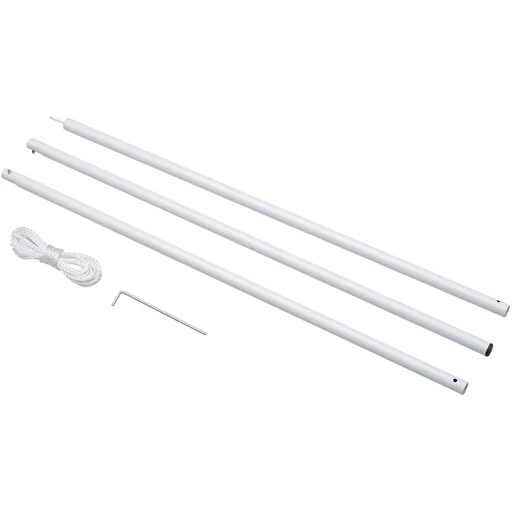 "Set of 3 telescopic poles for awnings, including rope and pegs, metal, white, 25 x 104 cm image"