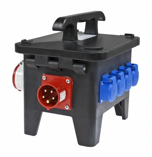 "Construction site power distributor M1 connection CEE 400V, 16A, 4 sockets 230V, 2 CEE sockets 400V, 16A, 5-pin image"