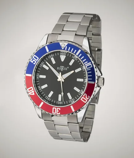 "Men's wristwatch, "Retox-Master" with 2-tone bezel and stainless steel bracelet, 3 bar water resistant image"