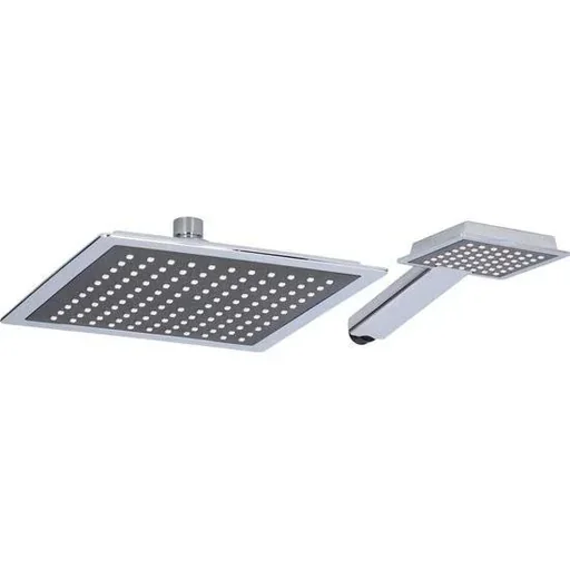 "Shower head set XL - chrome - 2 pieces - head 22x22cm - hand 10x9cm image"