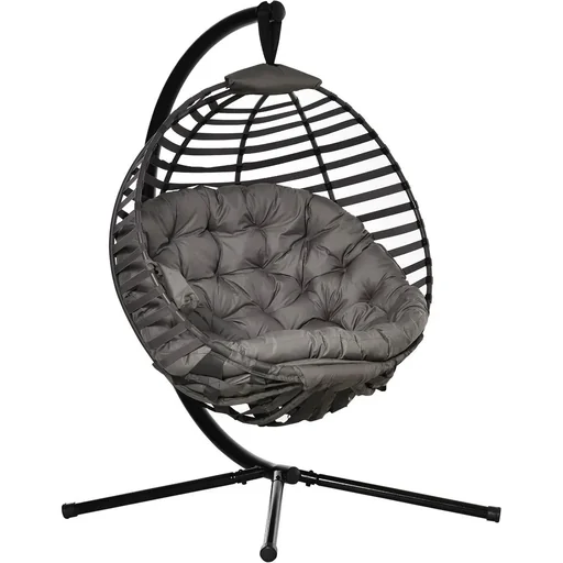 "Hanging chair hanging basket with frame for 2 people hanging swing hanging chair with cushion basket foldable steel 126 x 118 x 172 image"