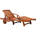 Folding deck chair 195.5cm WITH side table - acacia wood