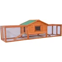 Rabbit hutch with side enclosure brown/green