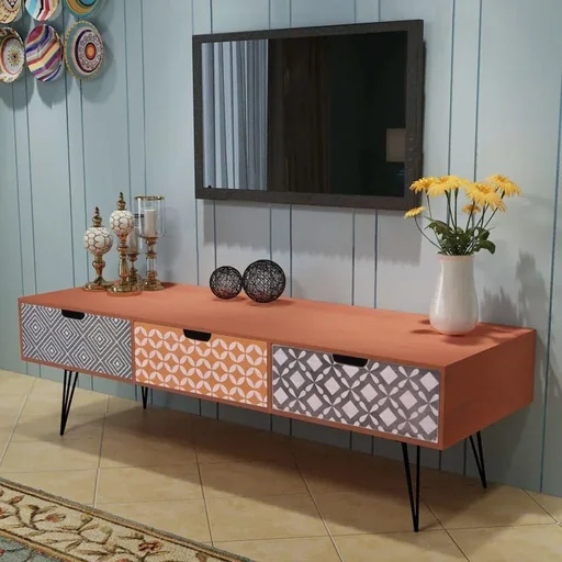 "TV cabinet with 3 drawers 120x40x36 cm brown image"