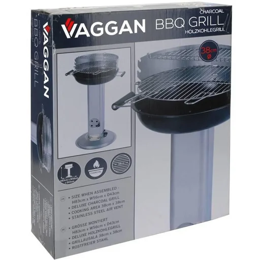 "Vargan stainless steel luxury charcoal grill with frame - 83 cm - 38x38 cm grill surface image"