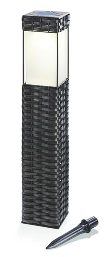 "Solar LED floor lamp with solar module, rattan, daylight white image"