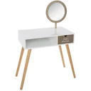 Dressing table with mirror and drawer - white/gold - 56x32x92 cm