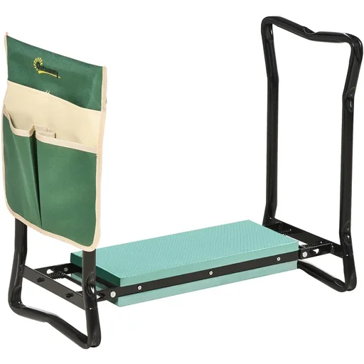 "Garden stool with tool bag green image"