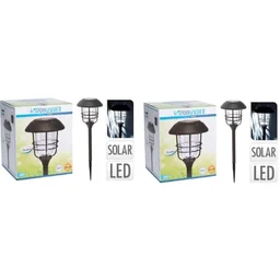 2x Progarden Solar-tuinlamp 170 x 58,5 cm - alu met glas