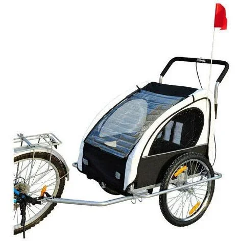 "Bicycle trailer AND bicycle buggy 2-in-1 white/black image"