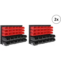 2x gereedschapskast met stapelbakken 32 stuks - 2 wandplaten van 32x38x2 cm
