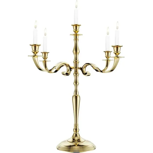 "Candle holder gold shiny aluminum 40cm 5-arm candelabra image"