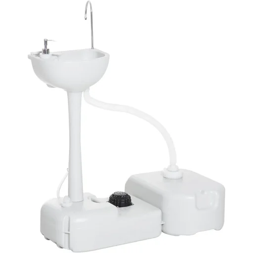"Outdoor camping hand basin with waste water collection tray 17L light grey 83 x 50 x 103 cm image"