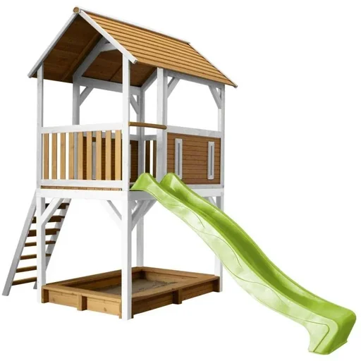 "Pumba Play Tower Brown/White - Lime Green Slide image"