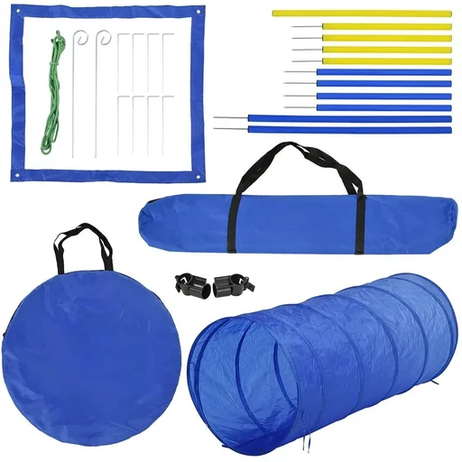 "Dog sports blue/yellow image"